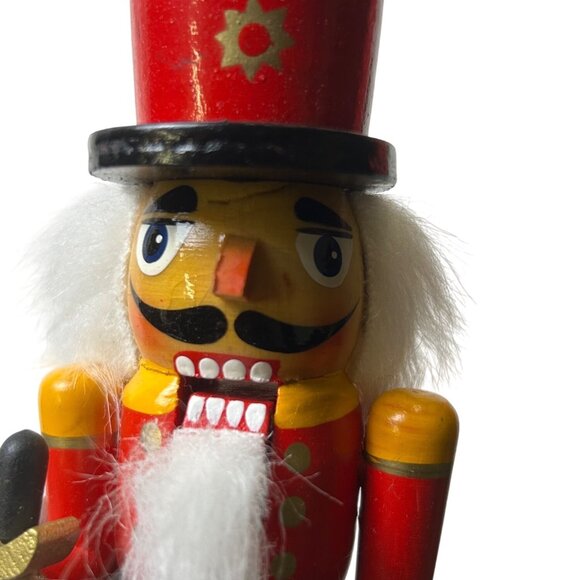 Vintage Wooden Nutcracker Soldier Figure 9.5” Hand-Painted Christmas Decor China - Picture 3 of 9